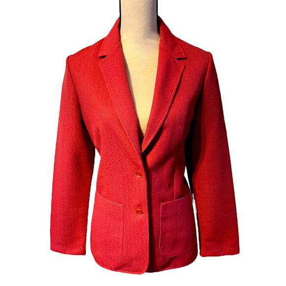 Vintage QUEEN CASUALS Women's Pink Blazer Jacket Single Breasted 2 Button MD - Picture 2 of 4